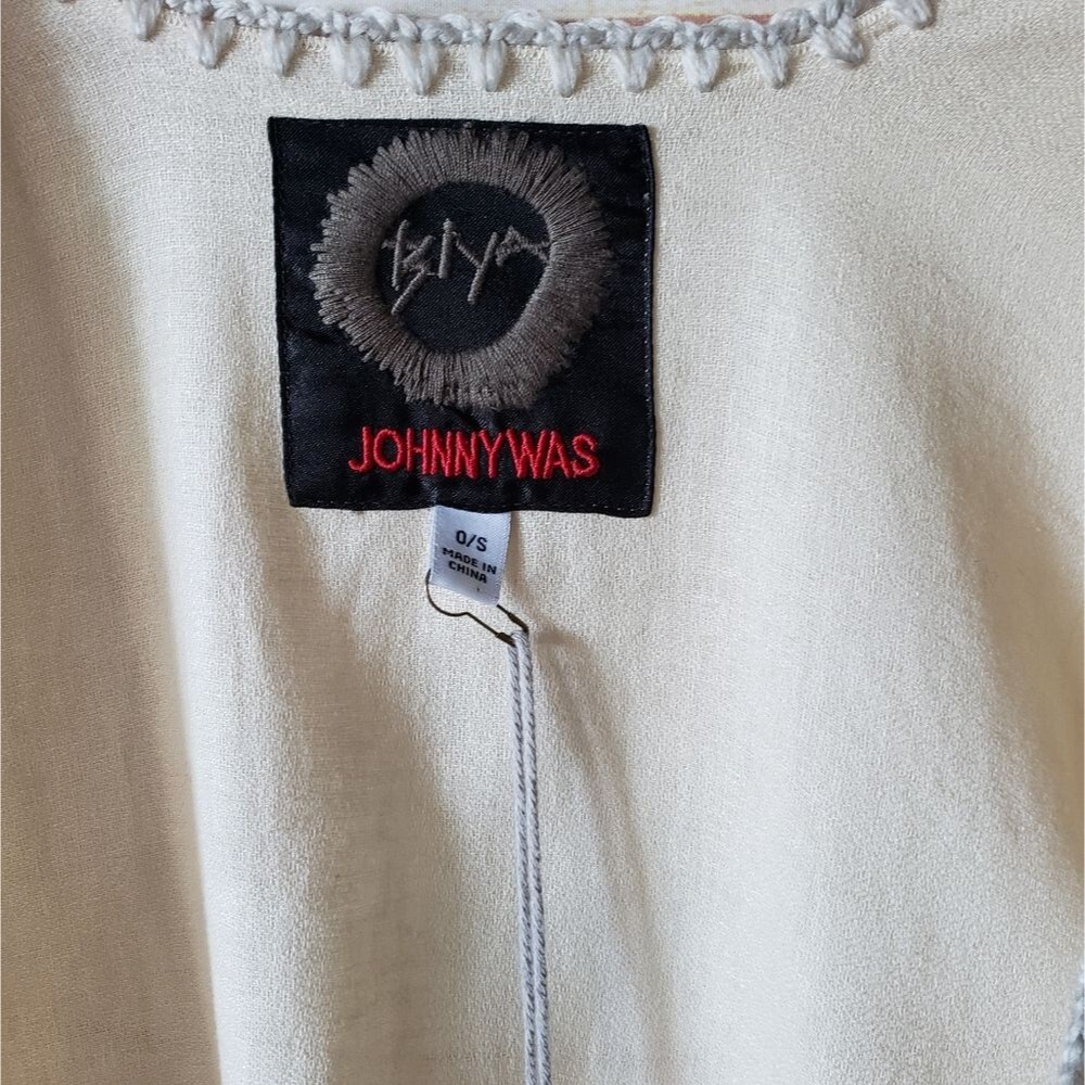 Johnny Was Aro Linen/Cotton Fringed Poncho/Wrap - Picture 7 of 11